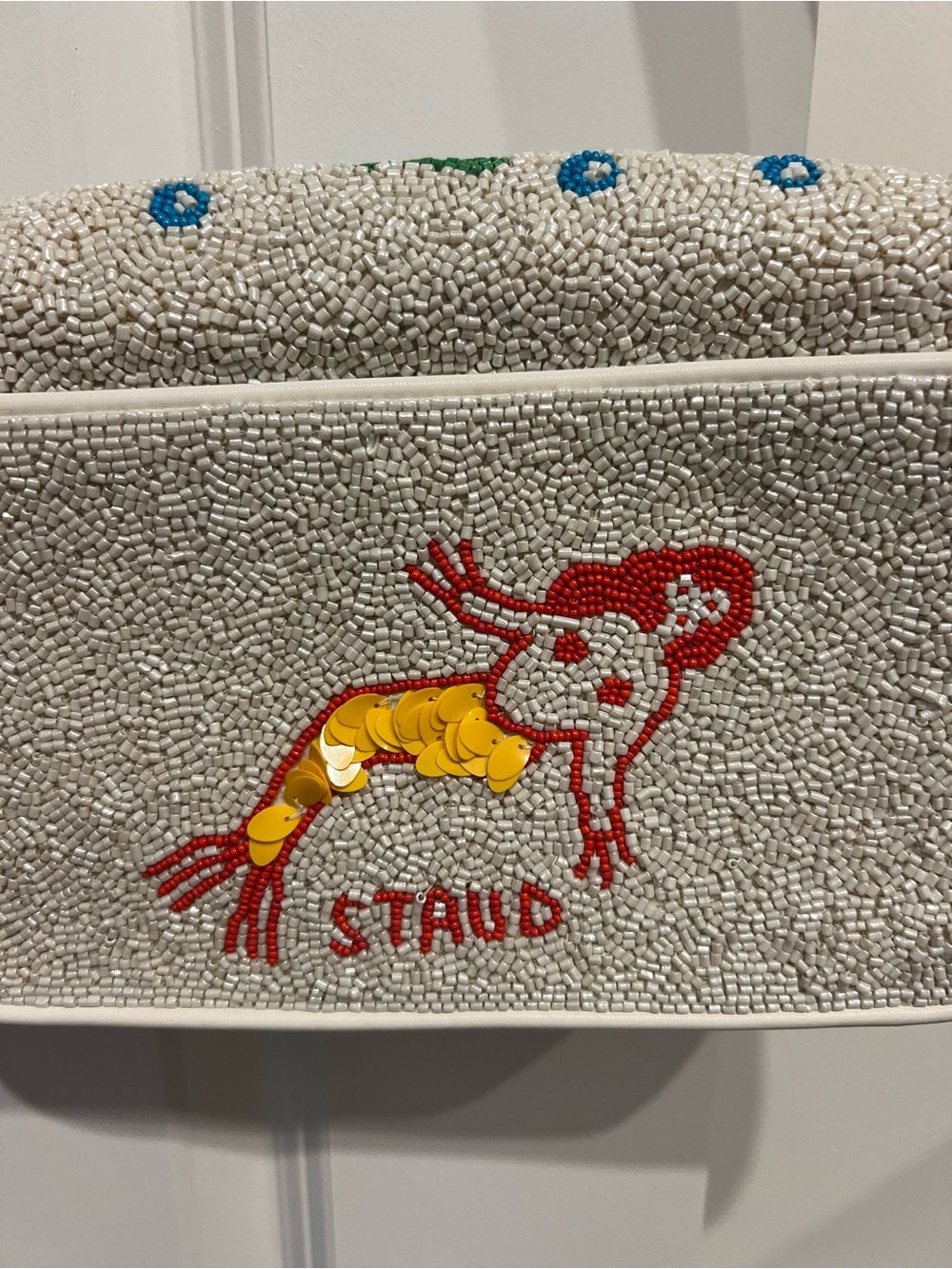 Staud Tommy Bag Beaded Underwater Fish Shoulder- White - Picture 3 of 10